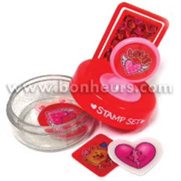 VALENTINE MULTI-FUNCTION STATIONERY SELF-INKING STAMP
W/4PCS 2D STICKER,MEMO CLIP,STATIONERY SET
