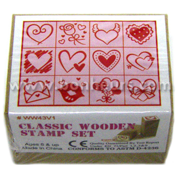 CLASSIC WOODEN STAMP SET
VALENTINES 12 DESIGN ASSORTED