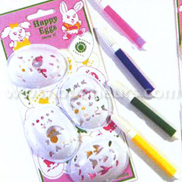 EASTER EGG COLORING KIT
W/6 EGG STENCILS & 4 MARKING PENS